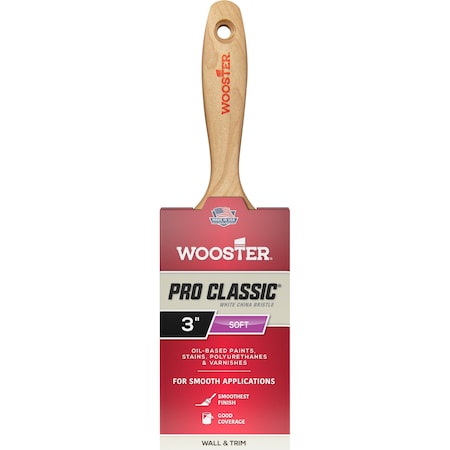 Wooster 3" Varnish Soft, White China Bristle, Paint Brush, Wood Handle L1104-3